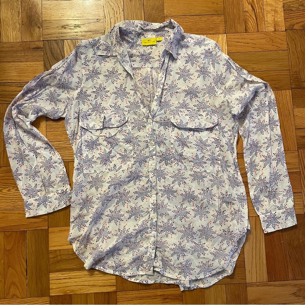 Roller Rabbit Collared Tunic Button Down Top Euc … - image 1